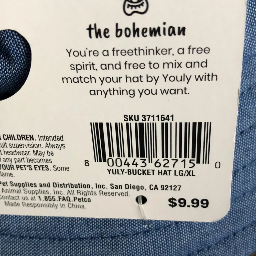 NWT Youly dog bucket hat L/XL